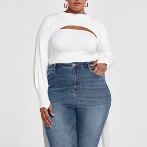 FTF Selina Cutout Ribbed Knit Long Sweater